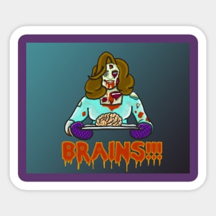 Brains!!! (with background) Sticker